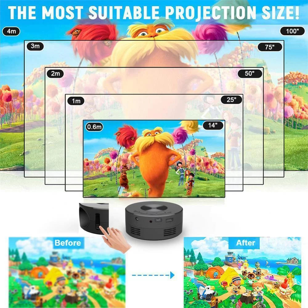 JAHY2TECH YT200 HD Mini Projector with Remote & Data Cable, Black